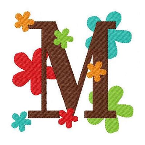 Flowers Monogram Embroidery Font Design Set. Machine Embroidery Designs ...