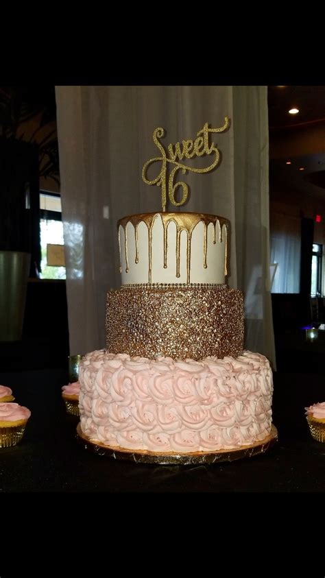 Pink and Gold Sweet 16 Cake