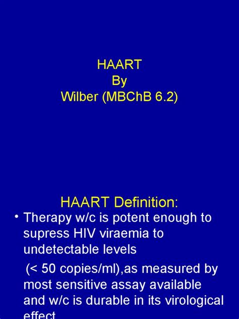 HAART Presentation | PDF | Management Of Hiv/Aids | Hiv/Aids