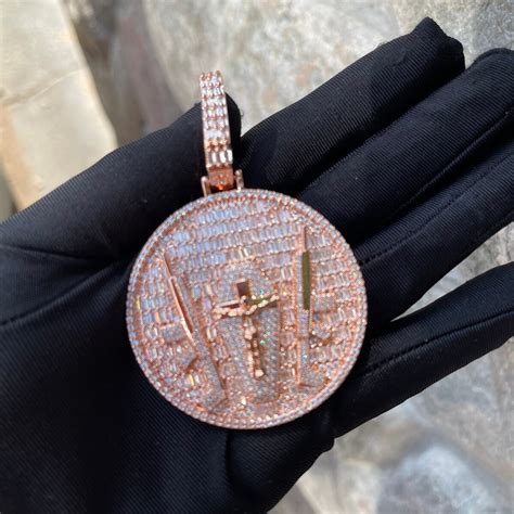 VVS Shine Cross and Guns Badge Iced Out Pendant