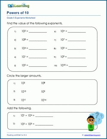 exponents worksheets free printable k5 learning - powers of ten worksheets k5 learning - alihealthcx