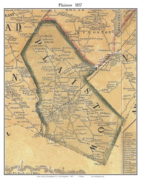 Plaistow, New Hampshire 1857 Old Town Map Custom Print - Rockingham Co ...