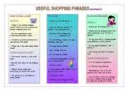 USEFUL SHOPPING PHRASES bookmarks - ESL worksheet by 0Lynxy0