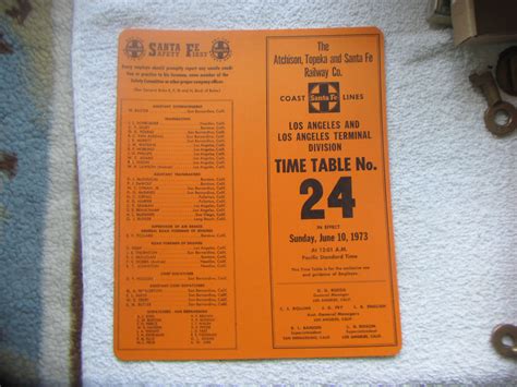 Santa Fe Timetables – Midwest Railroad Emporium