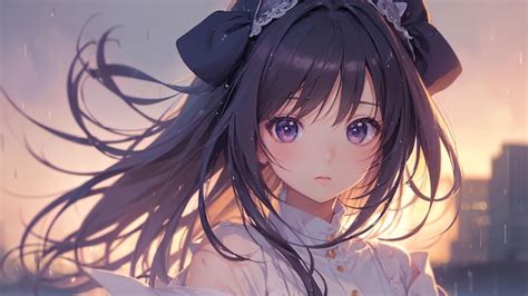 Premium AI Image | Sad girl in the rain anime art for wallpaper