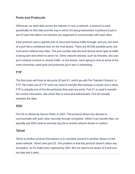 11.2.3 Ports and Protocols - Ports and Protocols Whenever we send data across the internet or ...