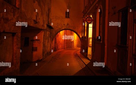 Vilnius,Lithuania. Old Town at night Stock Photo - Alamy