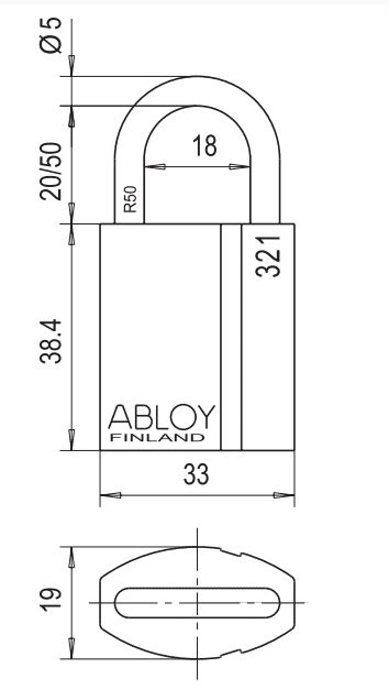 Abloy PL321 Padlock £31.20 c/w 2 keys - In stock