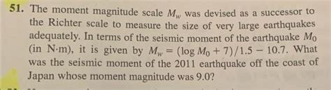 Solved The moment magnitude scale M₁ was devised as a | Chegg.com