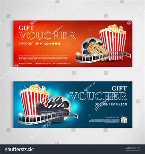 Gift Voucher Movie Template Modern Pattern Stock Vector intended for Movie Gift Certificate ...