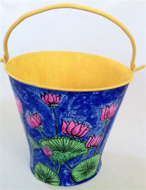 Hand Painted Bucket @ yellowtrunk.com | Paint buckets, Hand painted, Home art