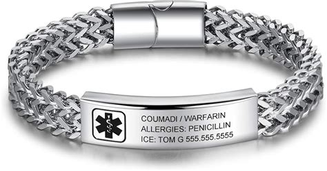 Amazon.com: Medical Alert Bracelet for Men & Women Adjustable Free Engrave Stainless Steel ...