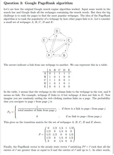 Solved Question 3: Google PageRank algorithm Let's see how | Chegg.com