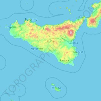 Sicily topographic map, elevation, terrain