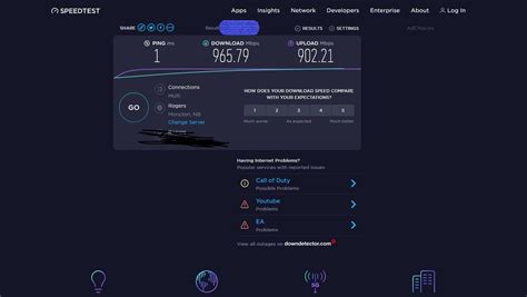 1GB fibre internet speed test results pics request : r/Rogers