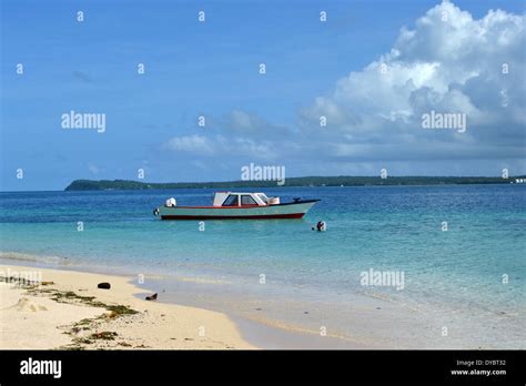 Boat docked in a beach in Nukutapu islet, Wallis Island, Wallis and ...