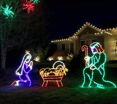 51" Christmas Giant Outdoor LED Lights, 3-Piece Nativity Set with Joseph, Mary and Baby Jesus ...