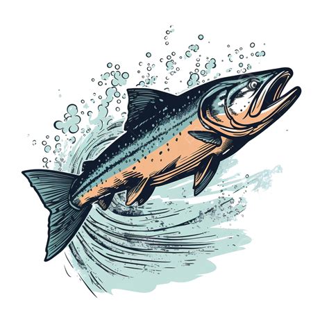 Salmon Fish Jumping Retro, Salmon, Fish, Jumping PNG Transparent Image and Clipart for Free Download