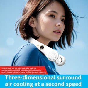 2023 New Silent Mini Cooling Fan USB Rechargeable Leafless Portable Wearable Sports Hanging Neck ...