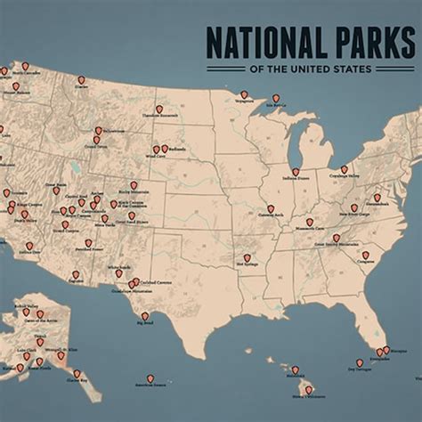 US National Parks Map 18x24 Poster - Etsy