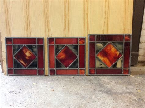 Set of five vintage leadded stained glass window panes | in ...