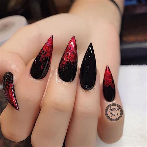 Black And Red Nails Goth : Handmade custom luxury press on nails ...