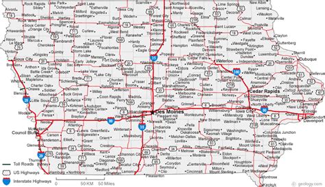 Map of Iowa Cities - Iowa Road Map