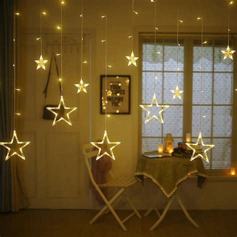 Twinkle Star 12 Stars 138 LED Curtain String Lights Window Xmas Decor ...