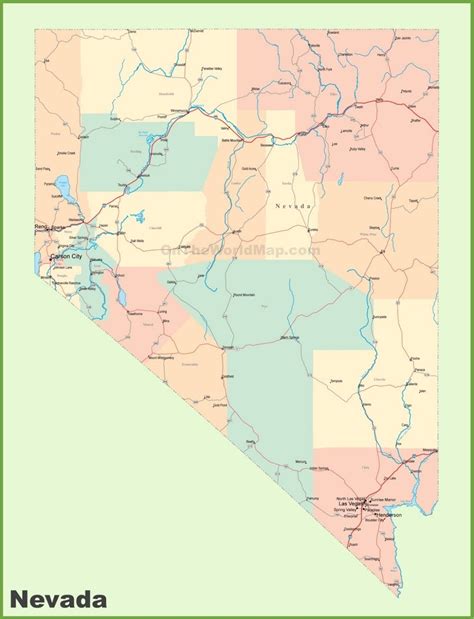 Road map of Nevada with cities - Ontheworldmap.com