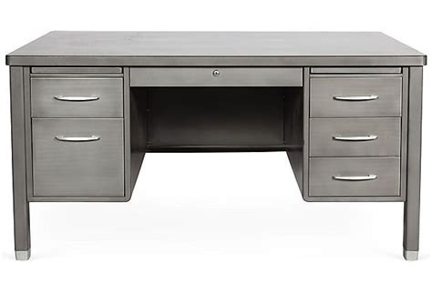 Industrial metal desk with six drawers. | Tanker desk, Desk, Metal desks