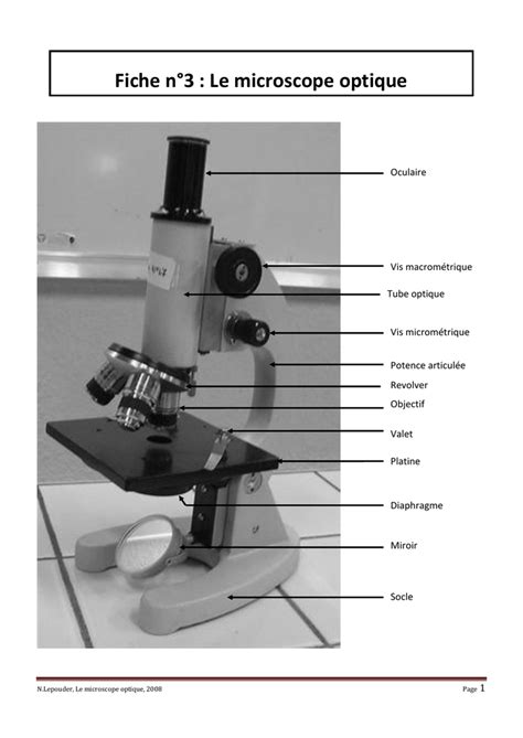 Fiche n°3 : Le microscope optique - SVT6