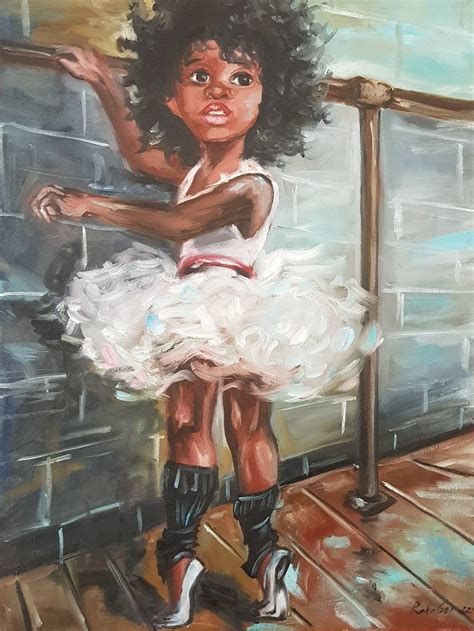 Black Ballerina Princess Wall Art Little Girl Painting by Rada Gor ...