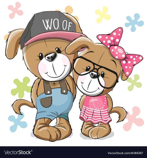 Two Dogs vector image on in 2020 | Cute illustration, Cute cartoon, Children illustration