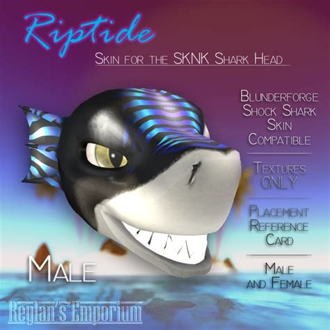 Second Life Marketplace - -Reylan's Emporium- SKNK Riptide Shark Head Textures (Blue)