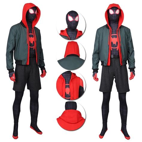 Into the Spider-Verse Miles Morales Suit Cosplay Costume Deluxe Edition ...