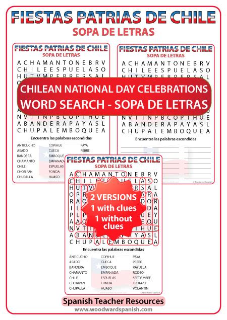 Fiestas Patrias de Chile – Sopa de Letras | Woodward Spanish