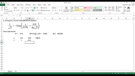 How To Solve Colebrook Equation In Excel - Tessshebaylo