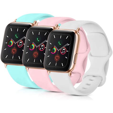 Pack 3 Compatible with Apple Watch Bands 38mm, Soft Silicone Band Compatible iWatch Series 4 ...