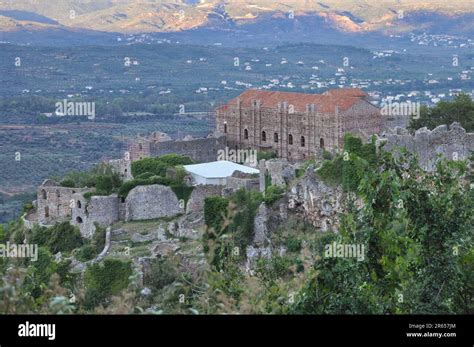 Byzantine palace of Mistras being maintained Stock Photo - Alamy