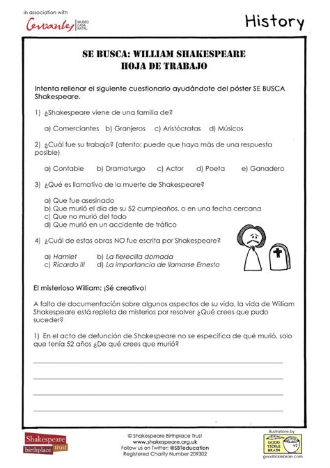 ESP Shakespeare WANTED worksheet