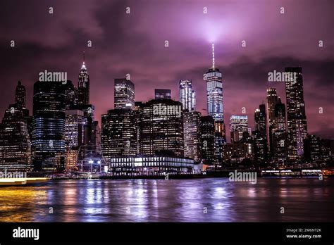 New York Manhattan night view Stock Photo - Alamy