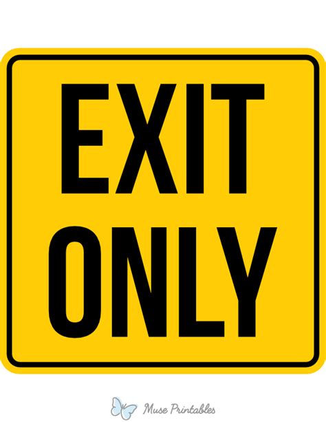 Printable Exit Only Sign