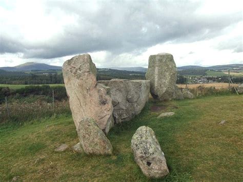 Scotland stone circles, the recumbent and flankers looking northwest. Tomnaverie Bronze Age ...