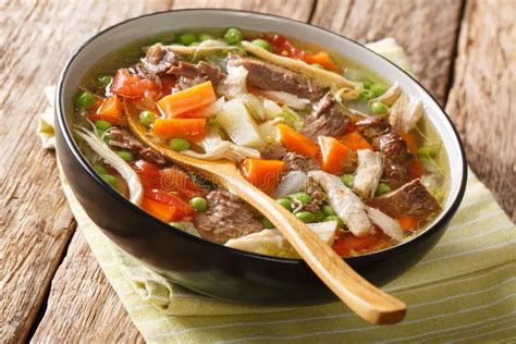 Booyah - One of Wisconsin`s Traditional Stews Made from Vegetables and Meat Close-up in a Plate ...