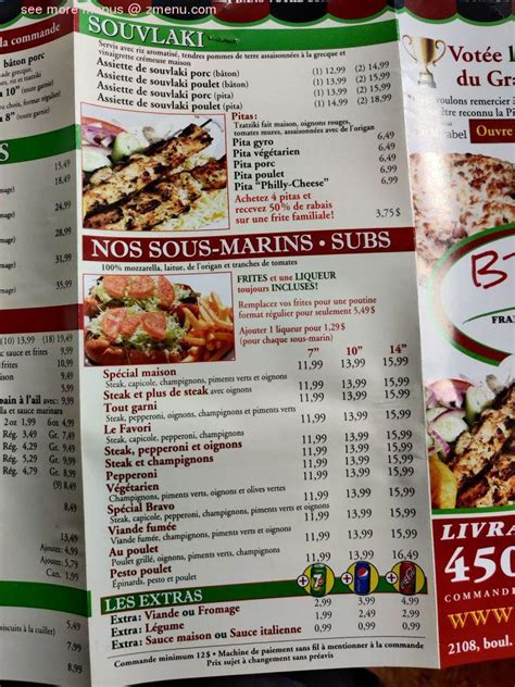 Online Menu of Bravo Restaurant, Laval, Quebec, H7M 2Y6 - Zmenu