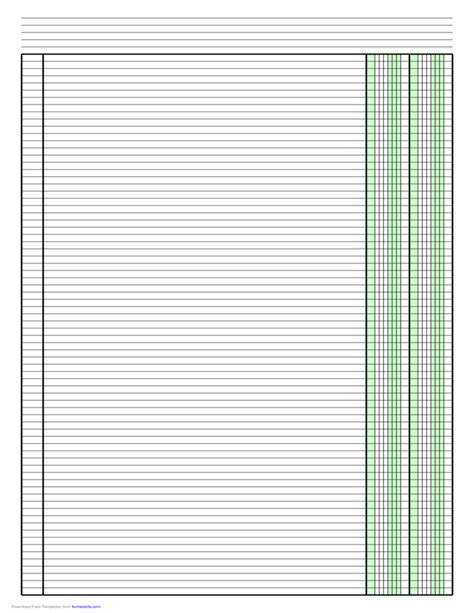 Columnar Paper with Two Columns on Ledger-Sized Paper in Portrait Orientation Free Download