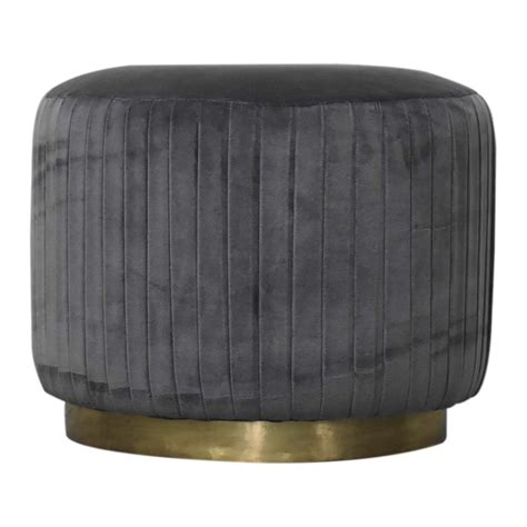 Contemporary footstool - PLEATED - Artisan Furniture - velvet / brass / indoor