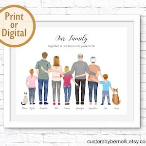 Custom Family Portrait With Pets Personalized Our Family - Etsy