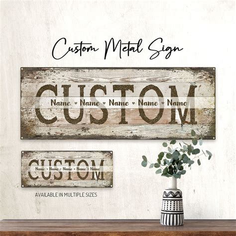 CUSTOM Rustic Wood Design on Metal Sign Wall Decor for Home and Office ...