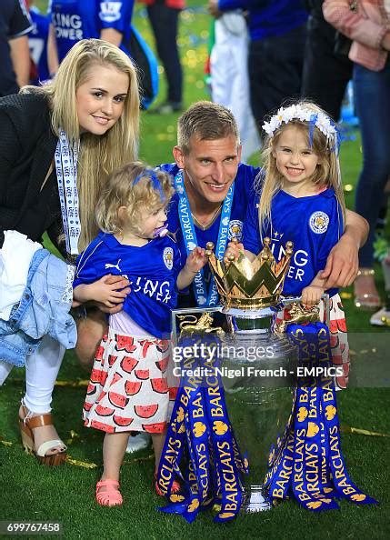 Leicester City's Marc Albrighton and family pose with the Barclays ...